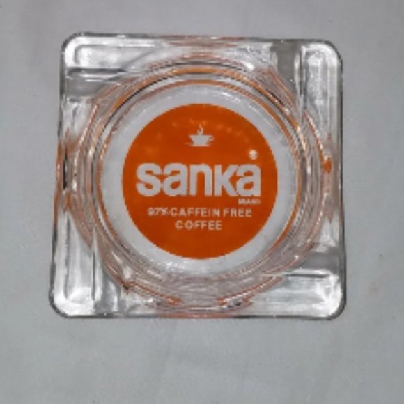 Vintage  Sanka Coffee Clear Glass Ashtray - Picture 5 of 5